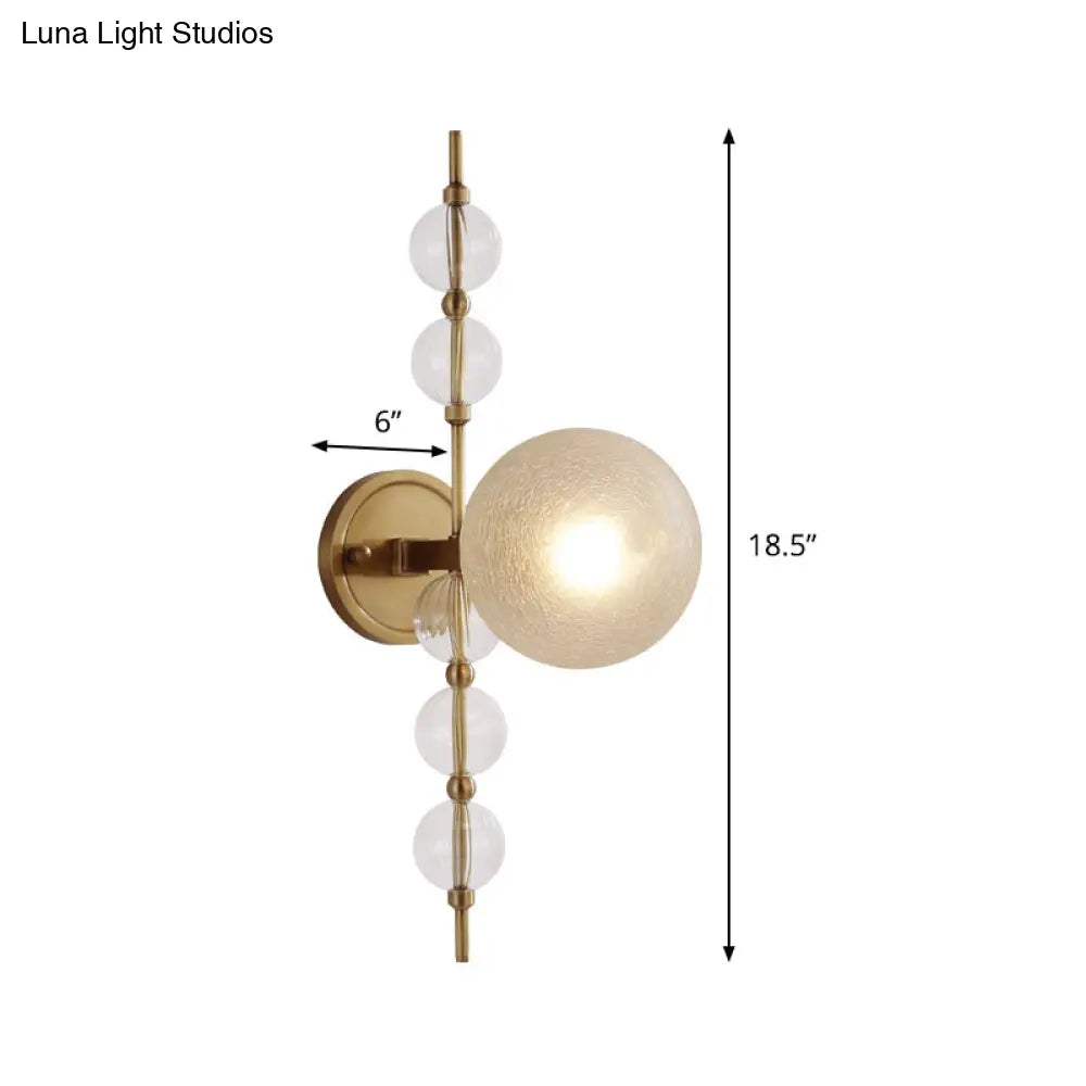 Gold Crackle Glass Modern Wall Sconce For Living Room With Round Light Fixture