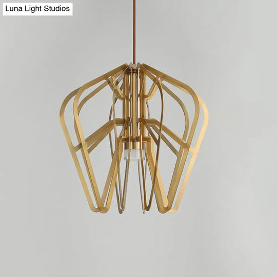 Gold Crown Shaped Led Bistro Drop Pendant | Postmodern Metal Hanging Light