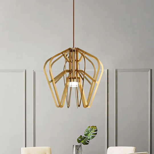 Gold Crown Shaped Led Bistro Drop Pendant | Postmodern Metal Hanging Light