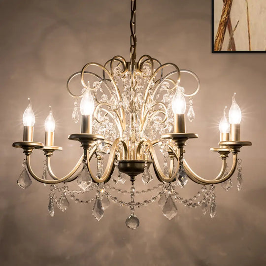 Gold Crystal Arm Chandelier - Countryside Dining Room Ceiling Lamp (3/6/8 Lights) 8 /