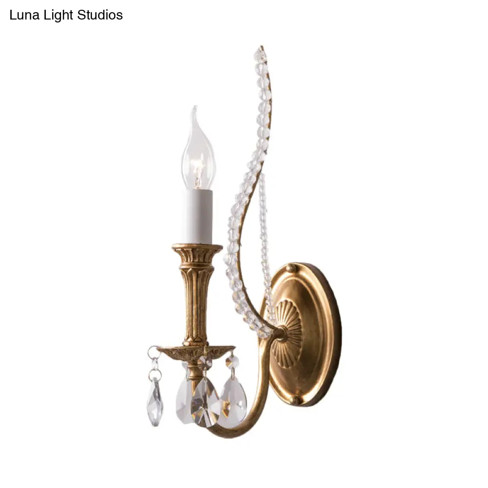 Gold Crystal Candelabra Wall Sconce For Country Bedroom