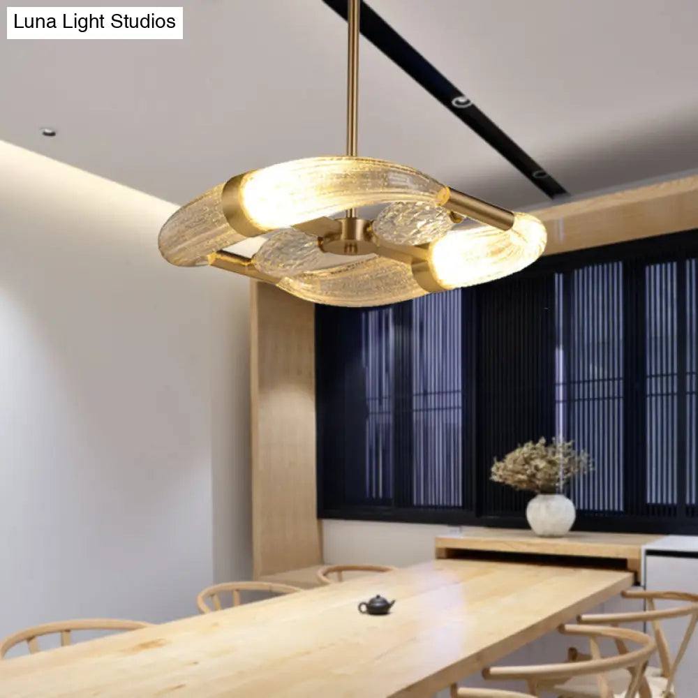 Gold Crystal Chandelier: Postmodern Led Hanging Light For Living Room