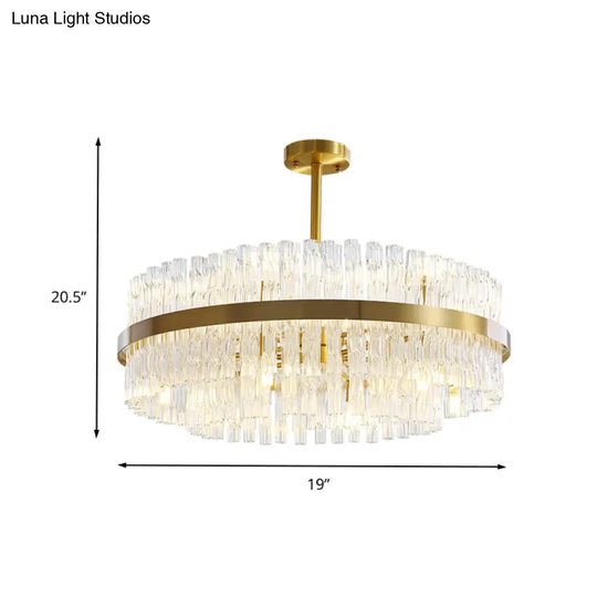 Gold Crystal Drum Chandelier - Postmodern Fluted Design For Elegant Illumination 8 Lights