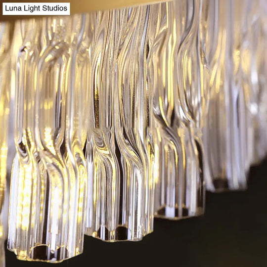 Gold Crystal Drum Chandelier - Postmodern Fluted Design For Elegant Illumination 8 Lights