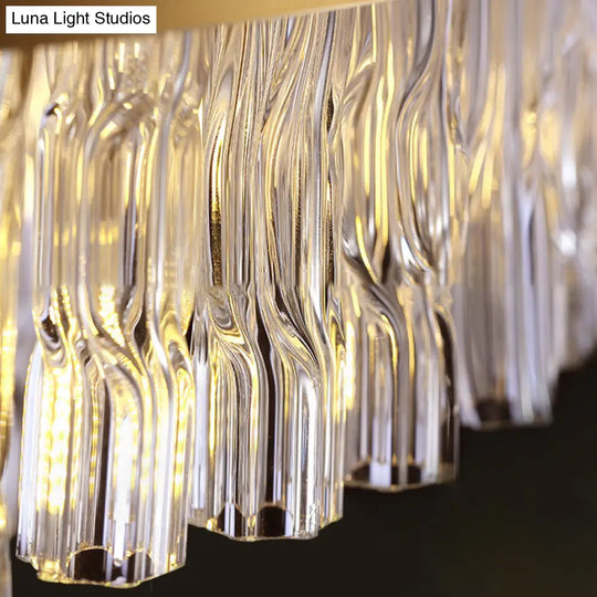 Modern Chandelier Lamp: Drum Crystal Gold Hanging Light With 8 Lights