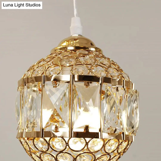 Modern Gold Crystal Pendant Light Fixture For Staircase