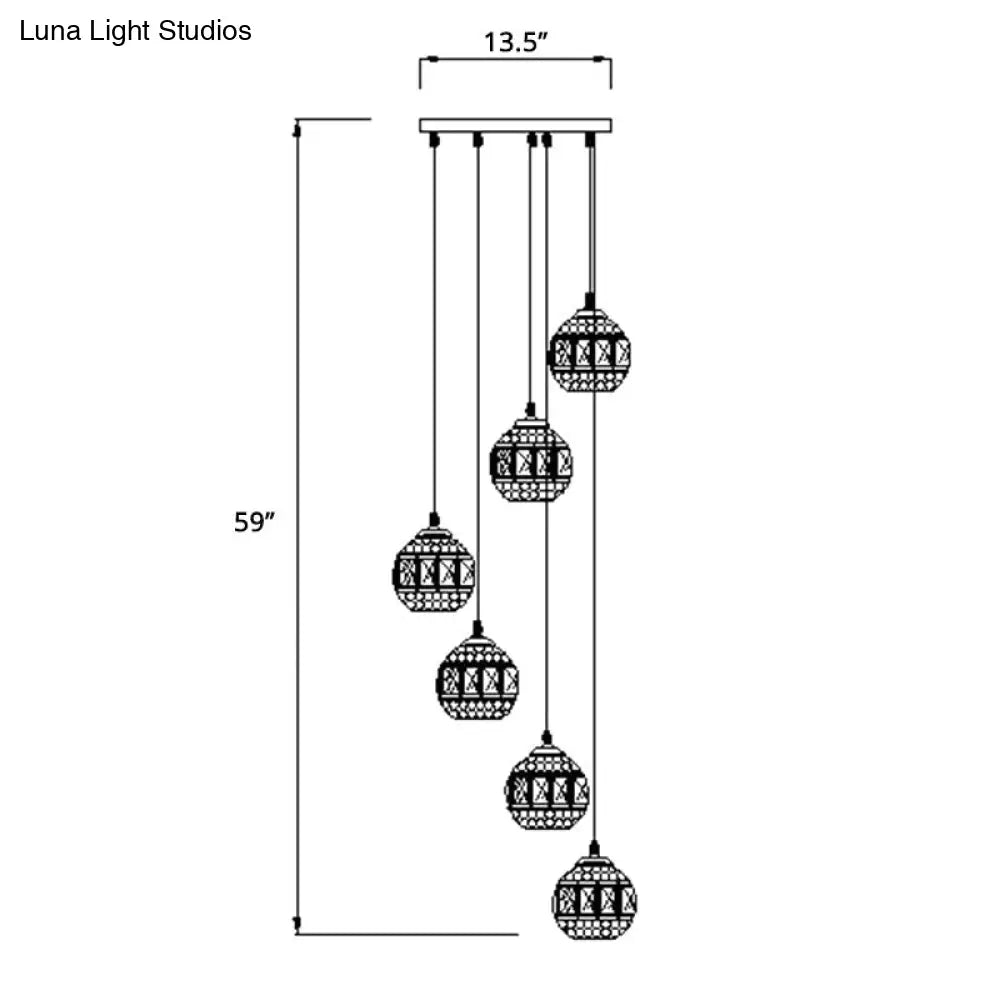 Modern Gold Crystal Pendant Light Fixture For Staircase 6 / Spiral