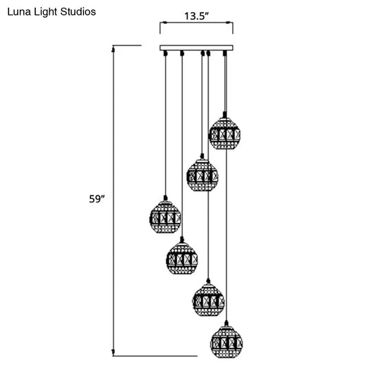 Modern Gold Crystal Pendant Light Fixture For Staircase 6 / Spiral