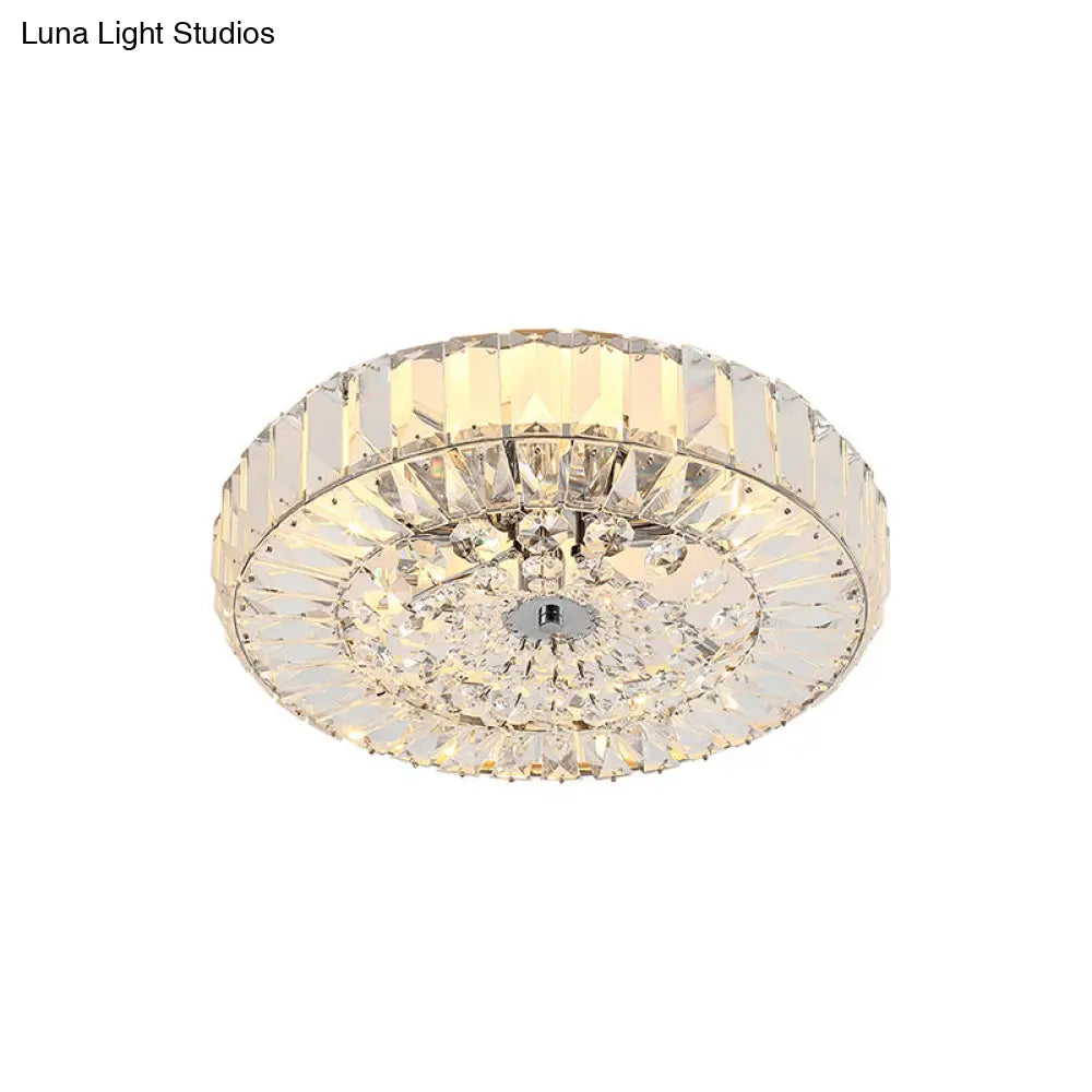 Gold Crystal Flushmount Ceiling Light With 6 Beveled Cut Heads - Perfect For Bedroom Simplicity