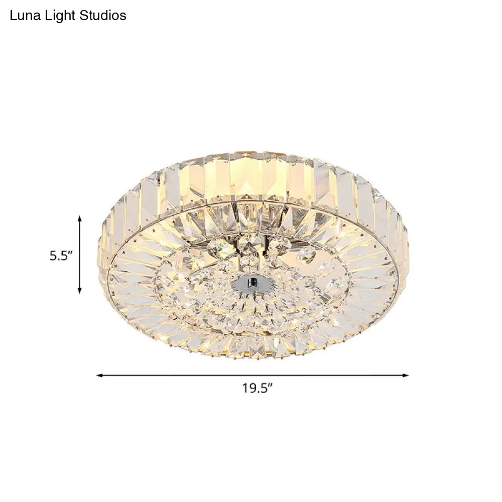 Gold Crystal Flushmount Ceiling Light With 6 Beveled Cut Heads - Perfect For Bedroom Simplicity