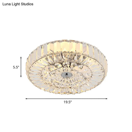 Gold Crystal Flushmount Ceiling Light With 6 Beveled Cut Heads - Perfect For Bedroom Simplicity