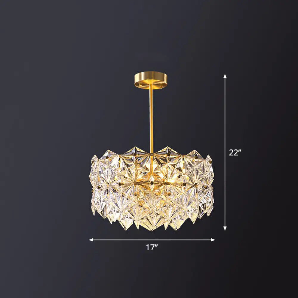 Gold Crystal Hexagonal Modernist Chandelier For Dining Room 8 /