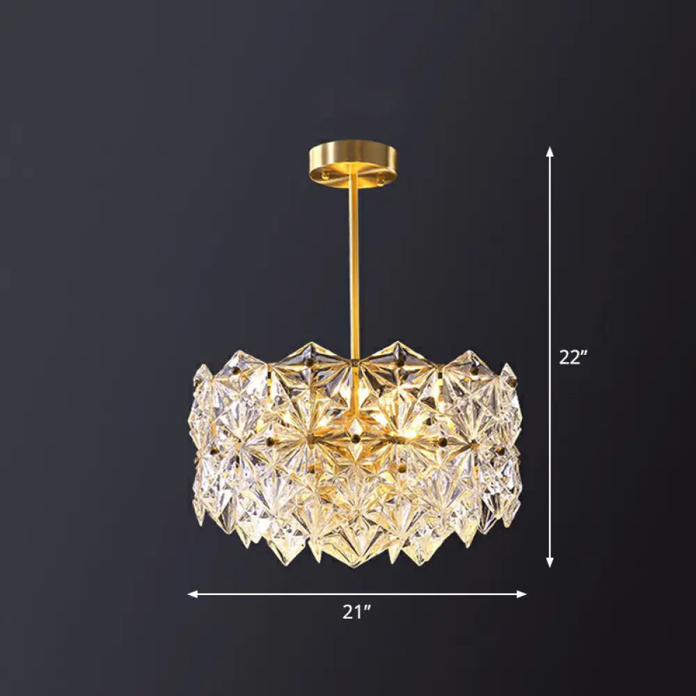 Gold Crystal Hexagonal Modernist Chandelier For Dining Room 9 /