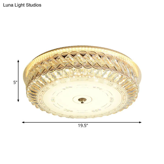 Gold Crystal Led Ceiling Lamp With Diffuser For Simple & Elegant Bedroom Lighting