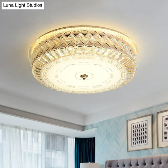 Gold Crystal Led Ceiling Lamp With Diffuser For Simple & Elegant Bedroom Lighting