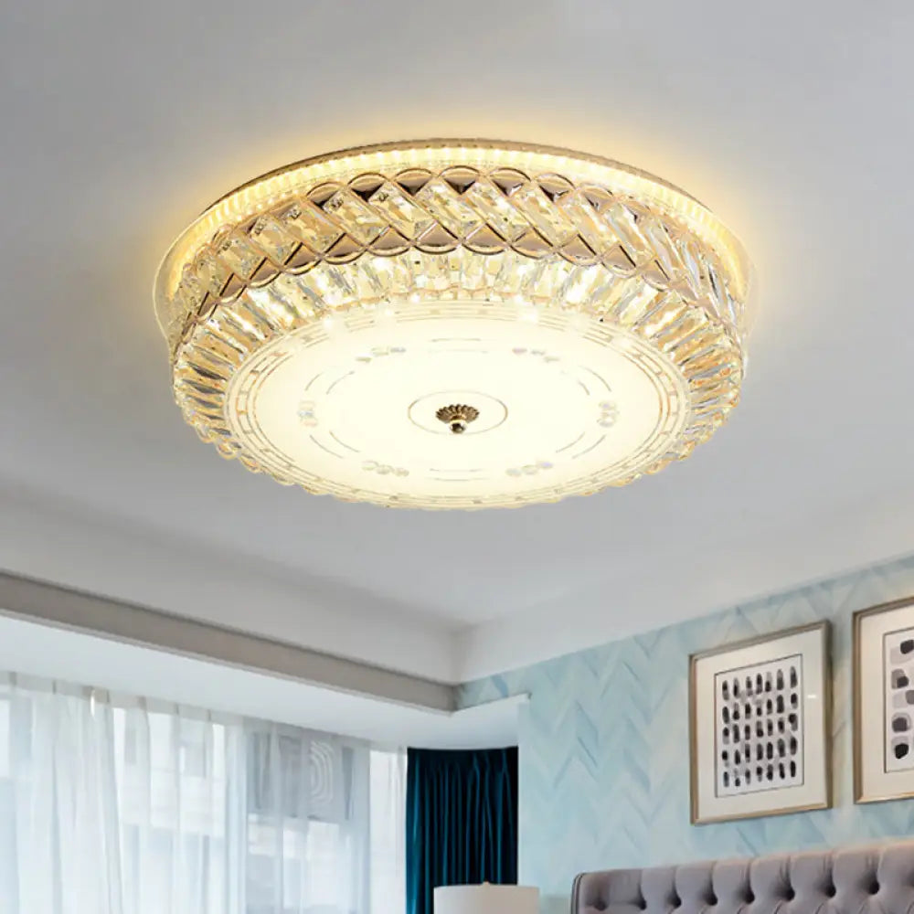 Gold Crystal Led Ceiling Lamp With Diffuser For Simple & Elegant Bedroom Lighting