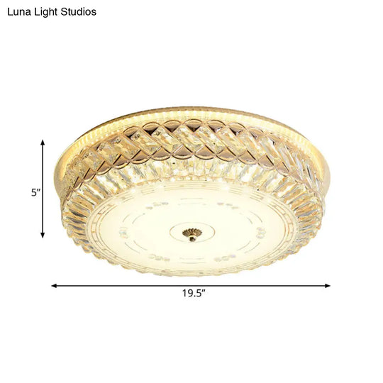 Gold Crystal Led Ceiling Lamp With Diffuser For Simple & Elegant Bedroom Lighting