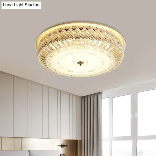 Gold Crystal Led Ceiling Lamp With Diffuser For Simple & Elegant Bedroom Lighting