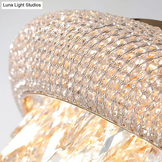 Gold Crystal Led Ceiling Light With Sleek Rectangle Design