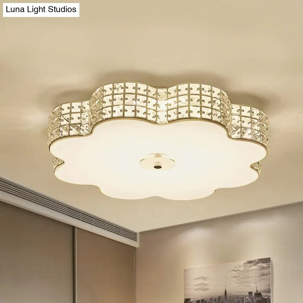 Gold Crystal Led Flush Mount Living Room Ceiling Light - Modern And Chic