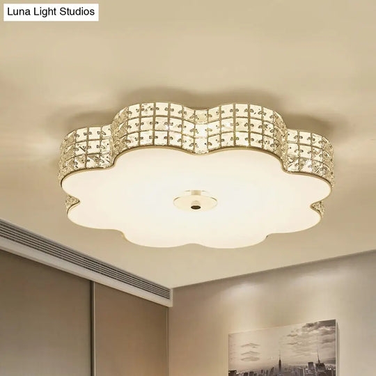 Gold Crystal Led Flush Mount Living Room Ceiling Light - Modern And Chic