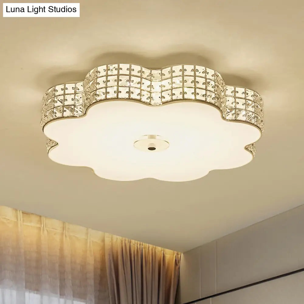 Gold Crystal Led Flush Mount Living Room Ceiling Light - Modern And Chic