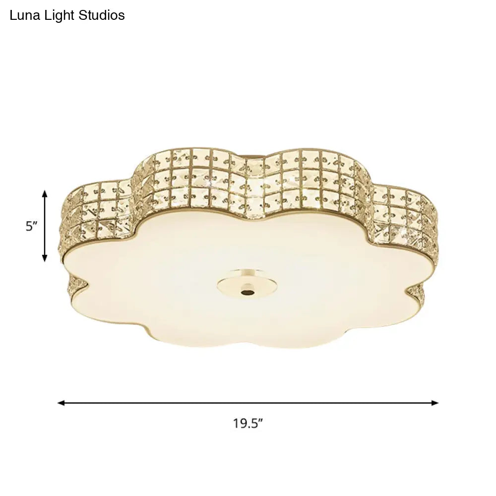 Gold Crystal Led Flush Mount Living Room Ceiling Light - Modern And Chic