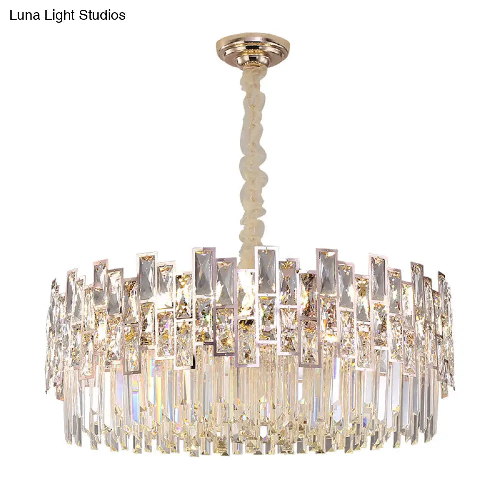 Gold Crystal Pendant Chandelier - Modern & Layered Hanging Light For Dining Room