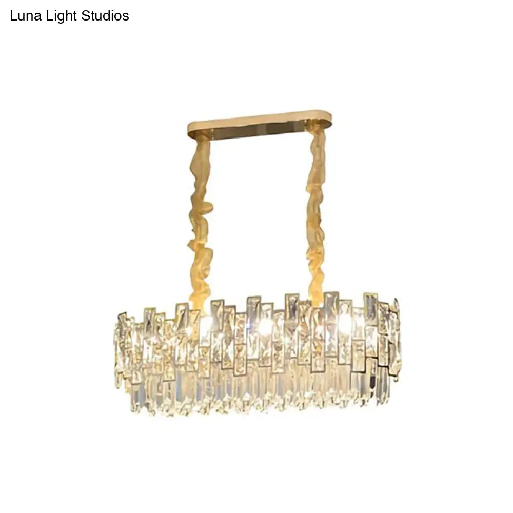 Gold Crystal Pendant Chandelier - Modern & Layered Hanging Light For Dining Room