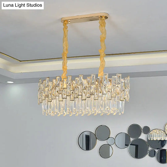 Stylish Layered Chandelier Pendant Light - Clear Crystal Gold Finish Ideal For Dining Room / Small