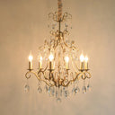 Gold Crystal Pendant Chandelier With 6 Lights For Bedroom - Lodge Style Curvy Arm Design