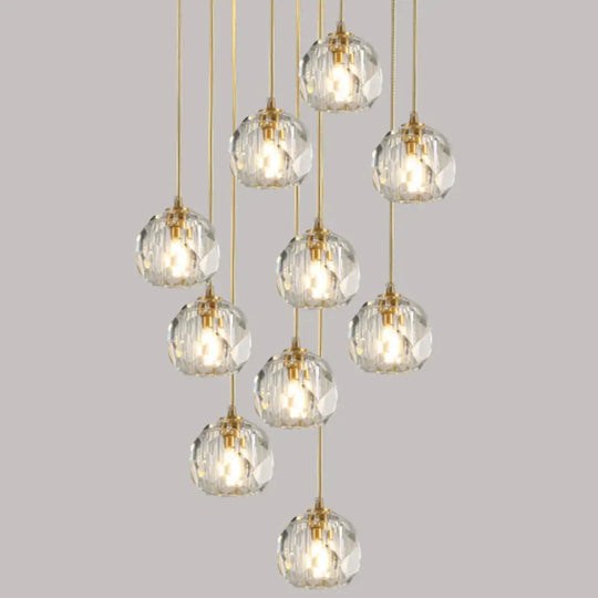 Gold Crystal Pendant Light - Modern Style Hanging Fixture 10 /