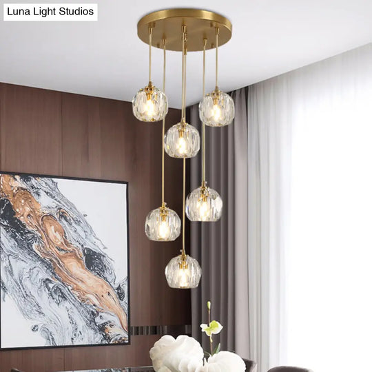 Gold Crystal Pendant Light - Modern Style Hanging Fixture