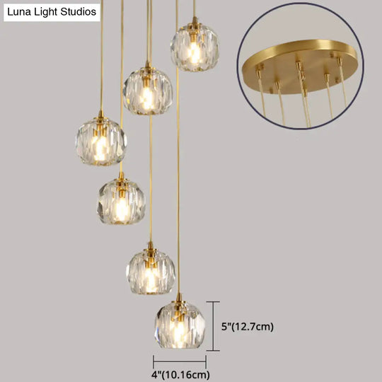 Gold Crystal Pendant Light - Modern Style Hanging Fixture