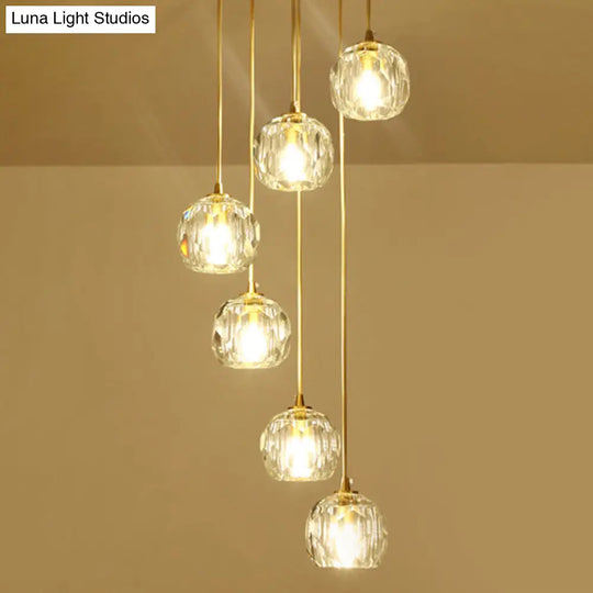 Gold Crystal Pendant Light - Modern Style Hanging Fixture