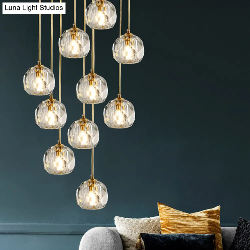 Gold Crystal Pendant Light - Modern Style Hanging Fixture