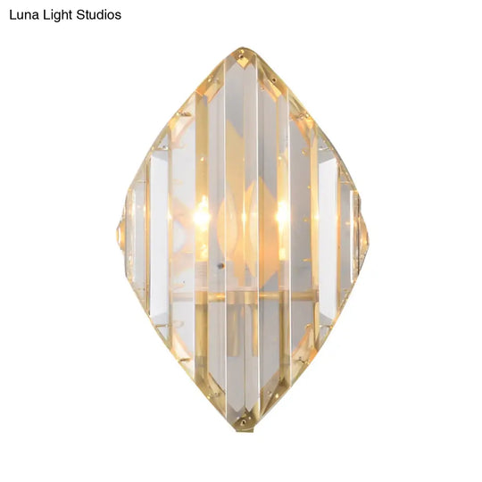 Gold Crystal Rhombus Wall Mount Lamp: Post-Modern 1/2-Bulb Lighting Fixture