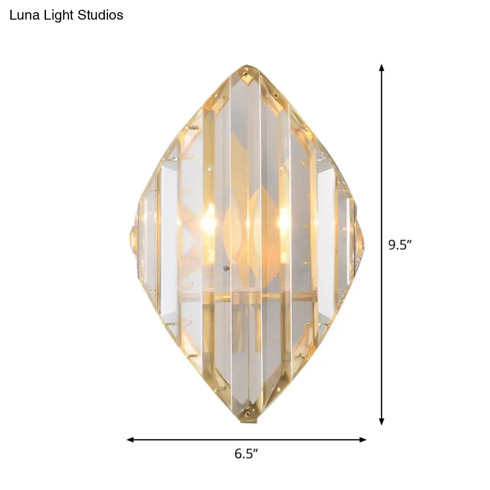 Gold Crystal Rhombus Wall Mount Lamp: Post-Modern 1/2-Bulb Lighting Fixture