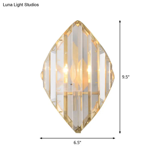 Gold Crystal Rhombus Wall Mount Lamp: Post-Modern 1/2-Bulb Lighting Fixture