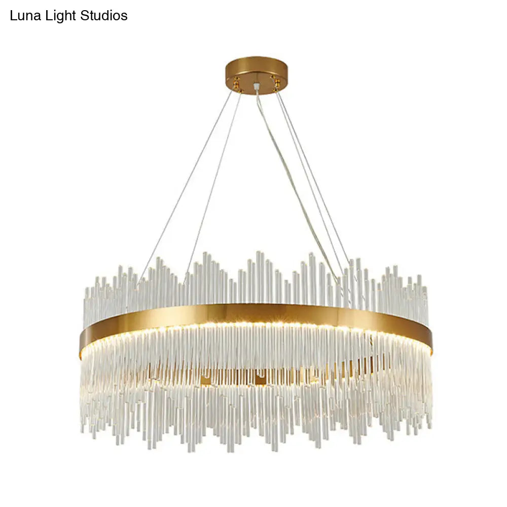 Artistic Gold Led Crystal Rod Chandelier Light - Ideal For Living Room Décor