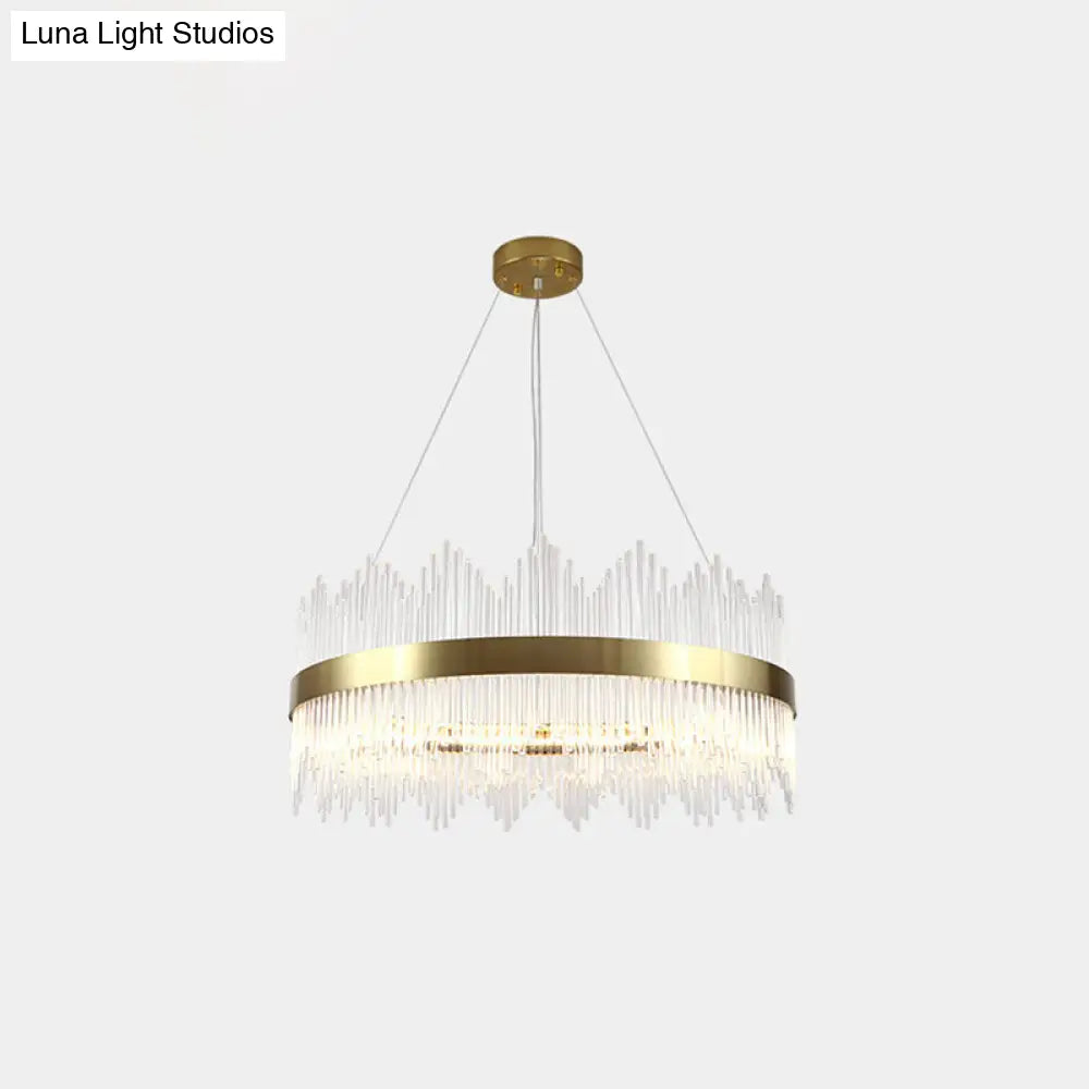 Artistic Gold Led Crystal Rod Chandelier Light - Ideal For Living Room Décor