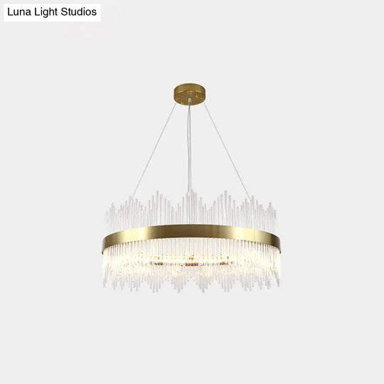 Artistic Gold Led Crystal Rod Chandelier Light - Ideal For Living Room Décor