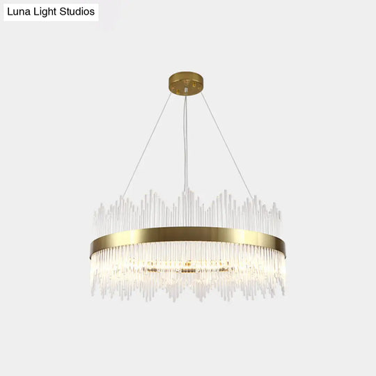 Artistic Gold Led Crystal Rod Chandelier Light - Ideal For Living Room Décor