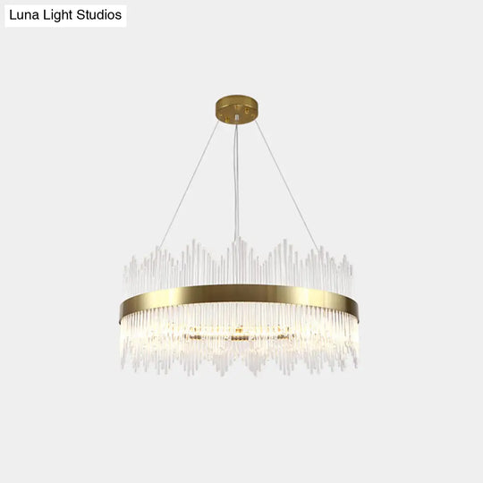 Artistic Gold Led Crystal Rod Chandelier Light - Ideal For Living Room Décor