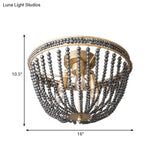 Gold Crystal Semi Flush Ceiling Light With Minimalist Basket Shade For Living Room - Set Of 3 Bulbs