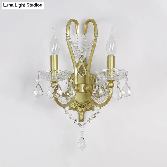 Gold Crystal Wall Sconce Lamp For Rural Living Rooms