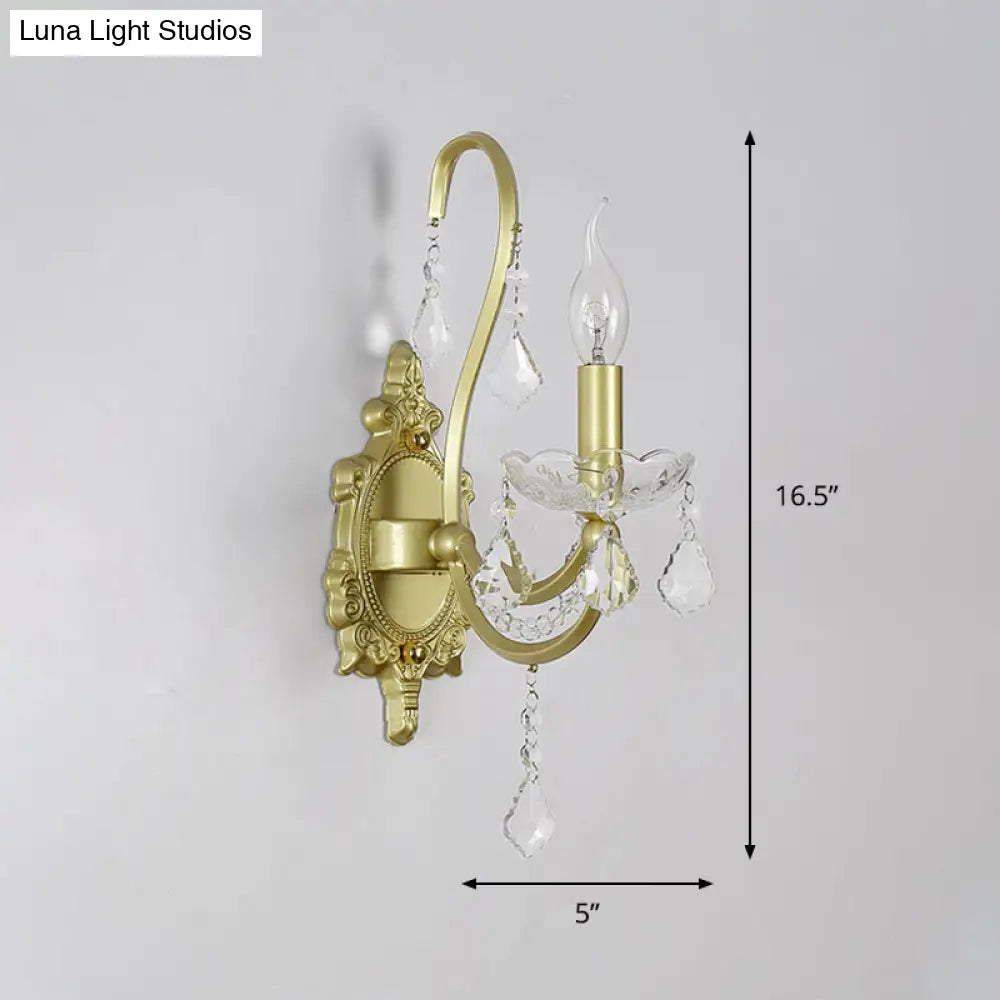 Gold Crystal Wall Sconce Lamp For Rural Living Rooms