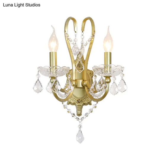 Gold Crystal Wall Sconce Lamp For Rural Living Rooms