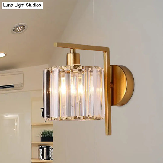 Gold Crystal Wall Sconce With Modern Column Design - Perfect For Bedroom Lighting