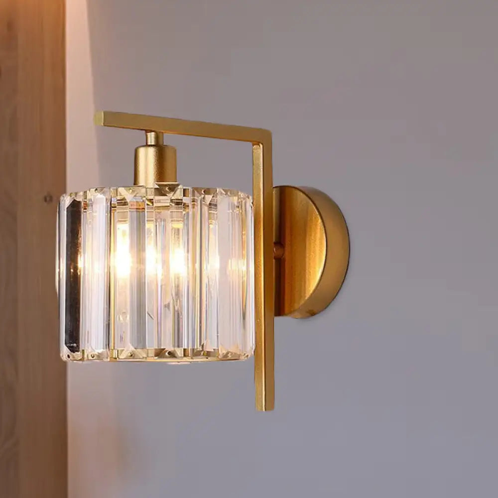 Gold Crystal Wall Sconce With Modern Column Design - Perfect For Bedroom Lighting